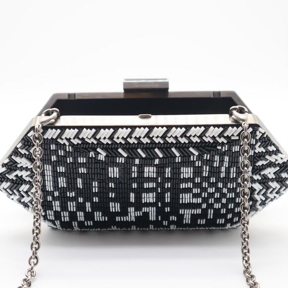 Oscar De La Renta Beaded Trapezoid Chained Clutch Bag - Picture 6 of 10